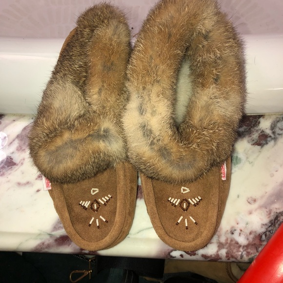 rabbit fur moccasins